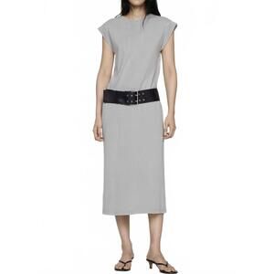 Mango Cotton Midi Dress Shirt Dress NWT Jalisco Grey Size 4/Small